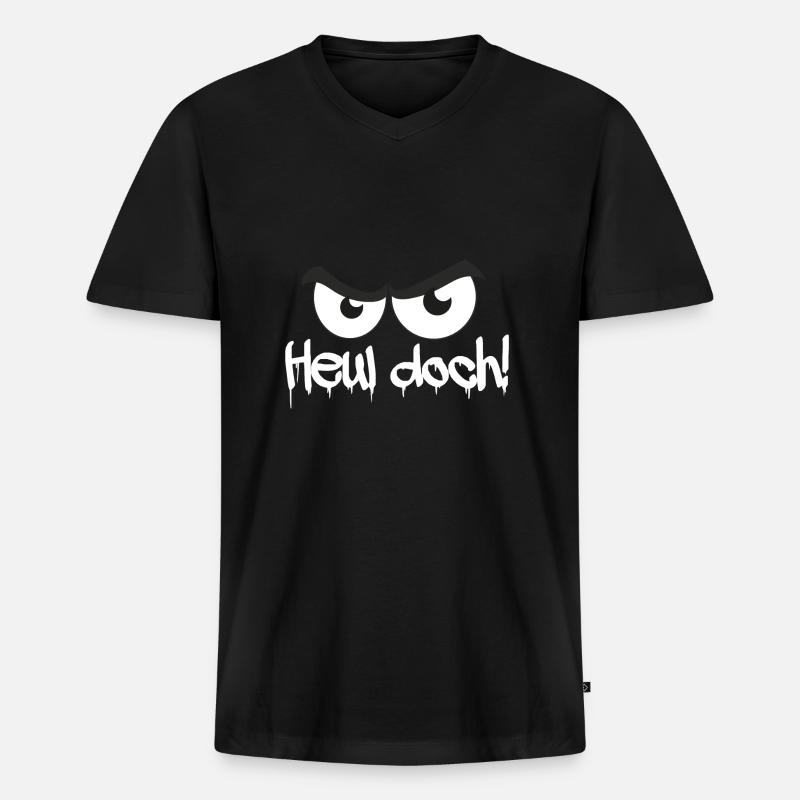 Heul doch! Böser Blick - Männer Premium Bio T-Shirt mit V-Ausschnitt - Schwarz