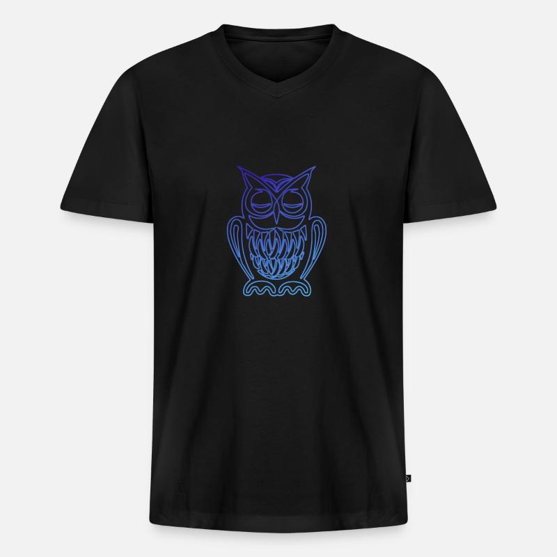 Eule am chillen - Männer Premium Bio T-Shirt mit V-Ausschnitt - Schwarz