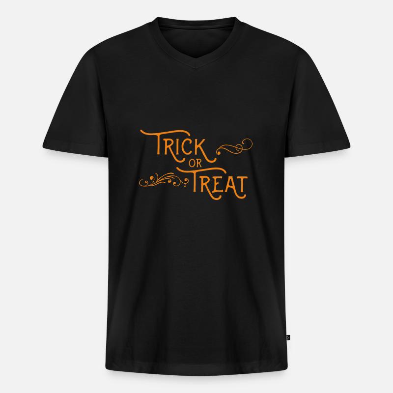 Halloween Süßes oder Saures - Männer Premium Bio T-Shirt mit V-Ausschnitt - Schwarz