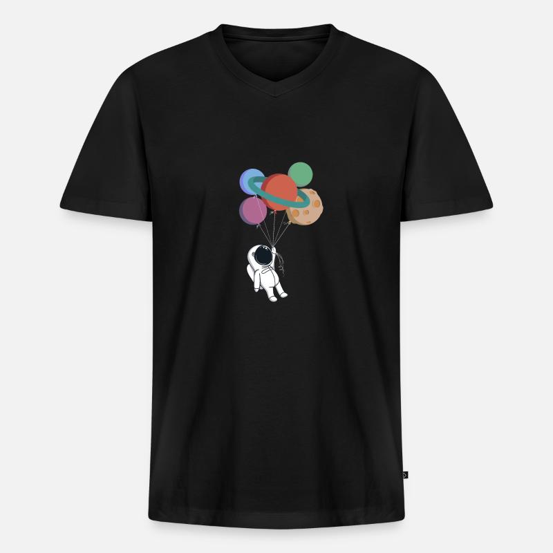 Space Baloons - Männer Premium Bio T-Shirt mit V-Ausschnitt - Schwarz