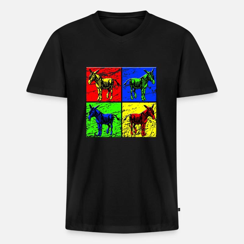 Esel - Männer Premium Bio T-Shirt mit V-Ausschnitt - Schwarz