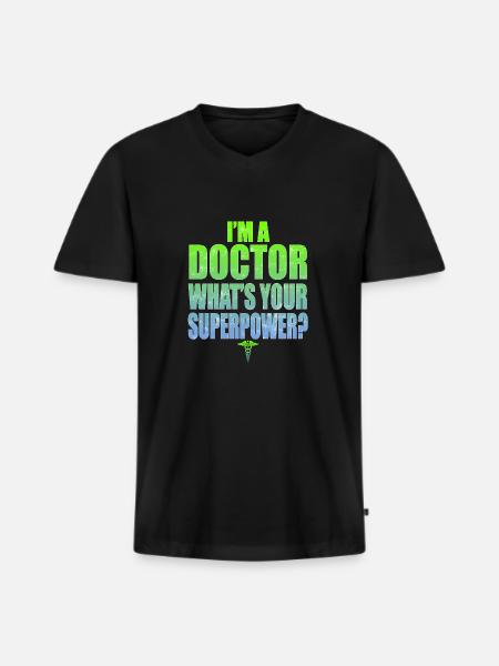 Läkare läkare medic medicin symbol gåva - Ekologisk premium-T-shirt med V-ringning herr - svart