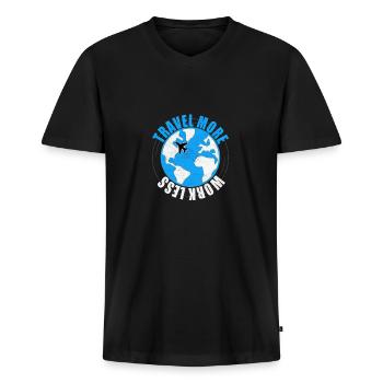 Urlauber Reisender - Männer Premium Bio T-Shirt mit V-Ausschnitt - Schwarz - Vorne - Nico (187cm)