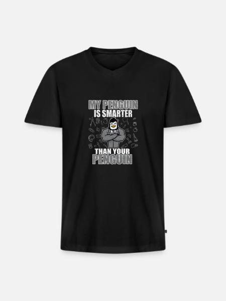 Pinguin Bildung - Männer Premium Bio T-Shirt mit V-Ausschnitt - Schwarz