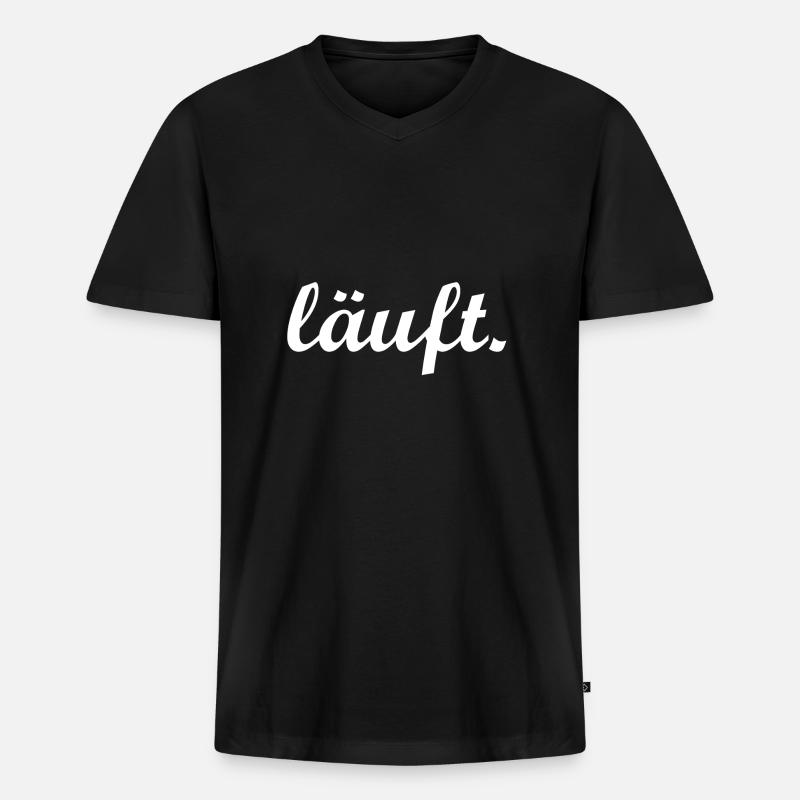 Lustiger Spruch läuft - Männer Premium Bio T-Shirt mit V-Ausschnitt - Schwarz