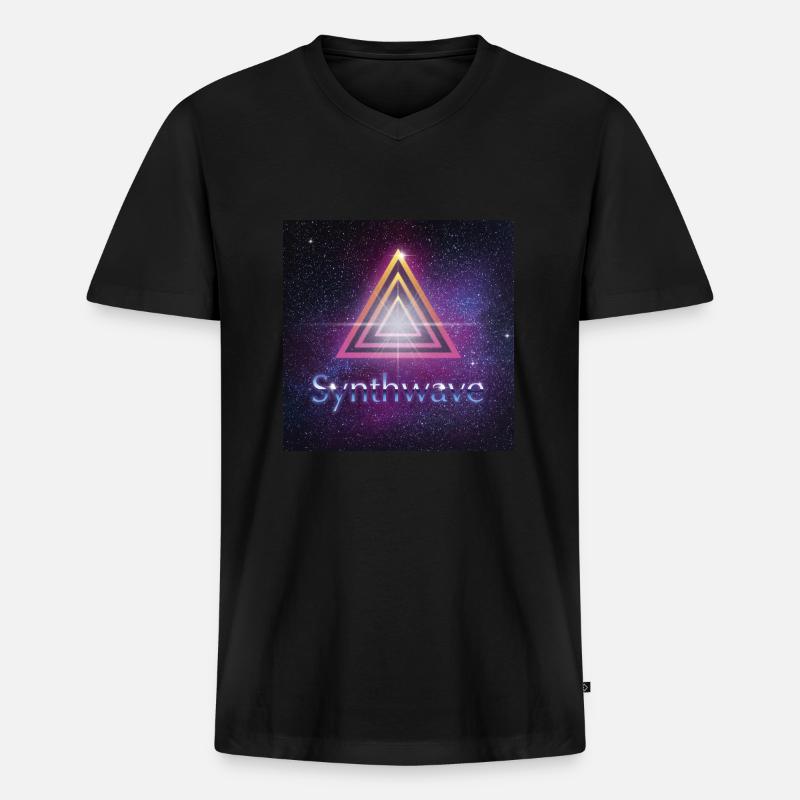 Synthwave - Männer Premium Bio T-Shirt mit V-Ausschnitt - Schwarz