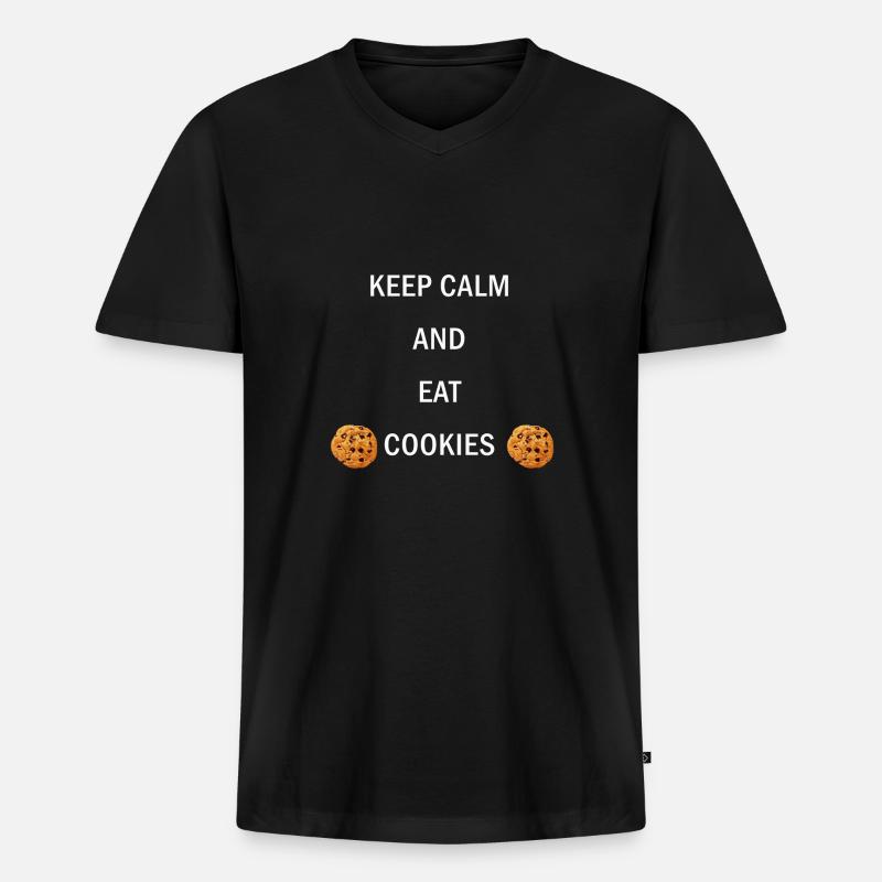 Keep Calm Cookies - Männer Premium Bio T-Shirt mit V-Ausschnitt - Schwarz