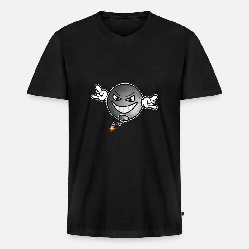 Bombe Version 2 - Männer Premium Bio T-Shirt mit V-Ausschnitt - Schwarz