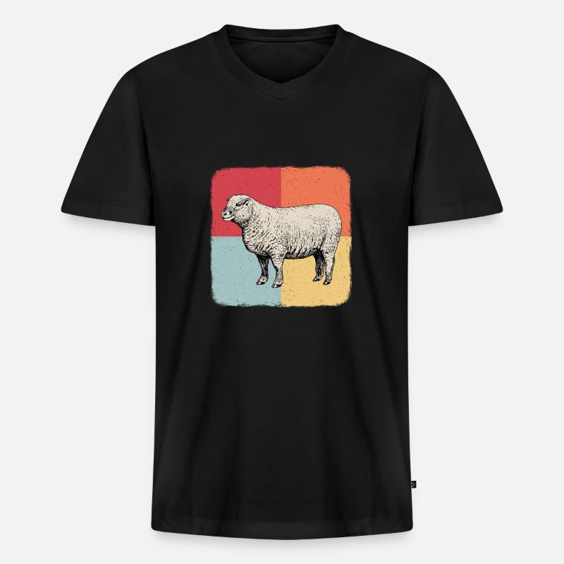 Schafbock Schaf Lamm Cooles Geschenk - Männer Premium Bio T-Shirt mit V-Ausschnitt - Schwarz
