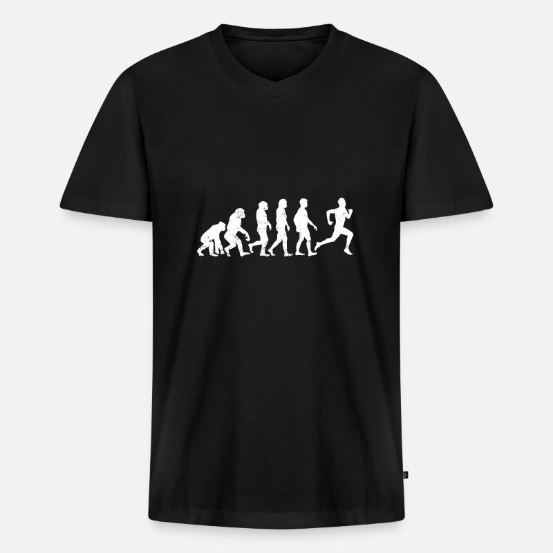Evolution Running - Männer Premium Bio T-Shirt mit V-Ausschnitt - Schwarz