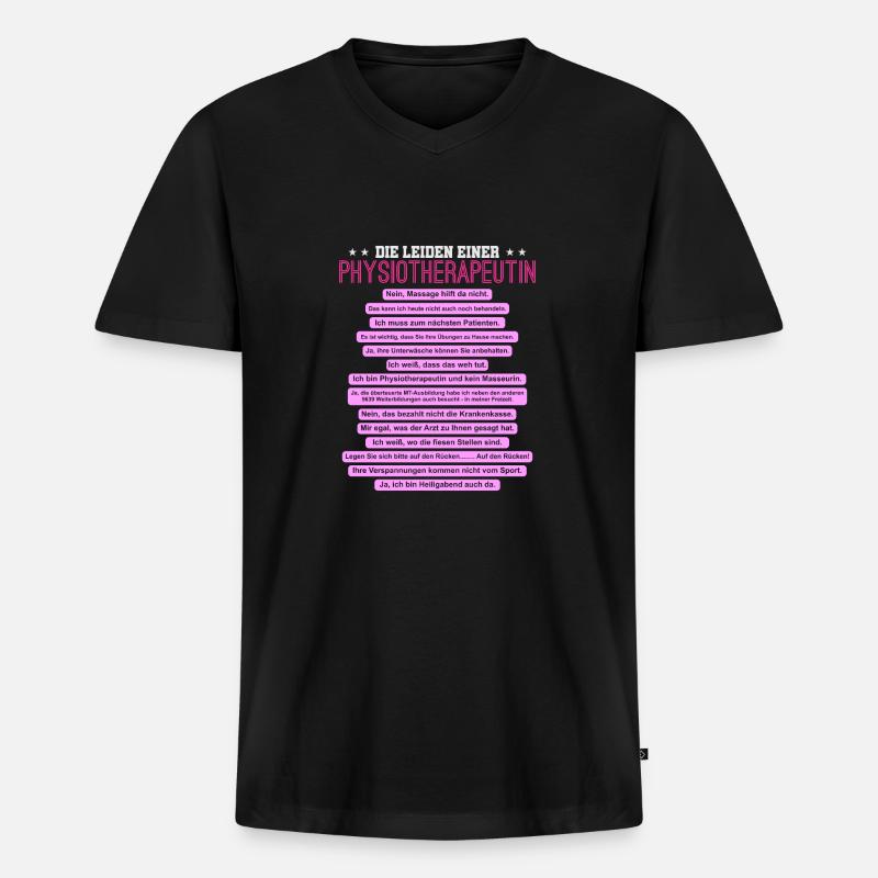 Die Leiden einer Physiotherapeutin - Männer Premium Bio T-Shirt mit V-Ausschnitt - Schwarz