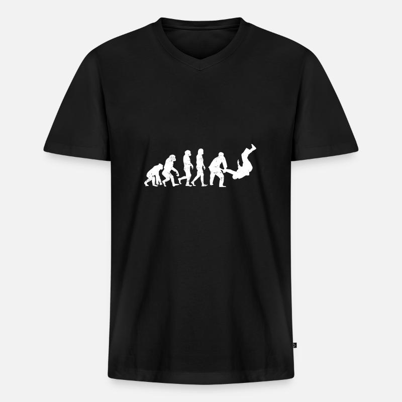 Evolution Judo - Männer Premium Bio T-Shirt mit V-Ausschnitt - Schwarz