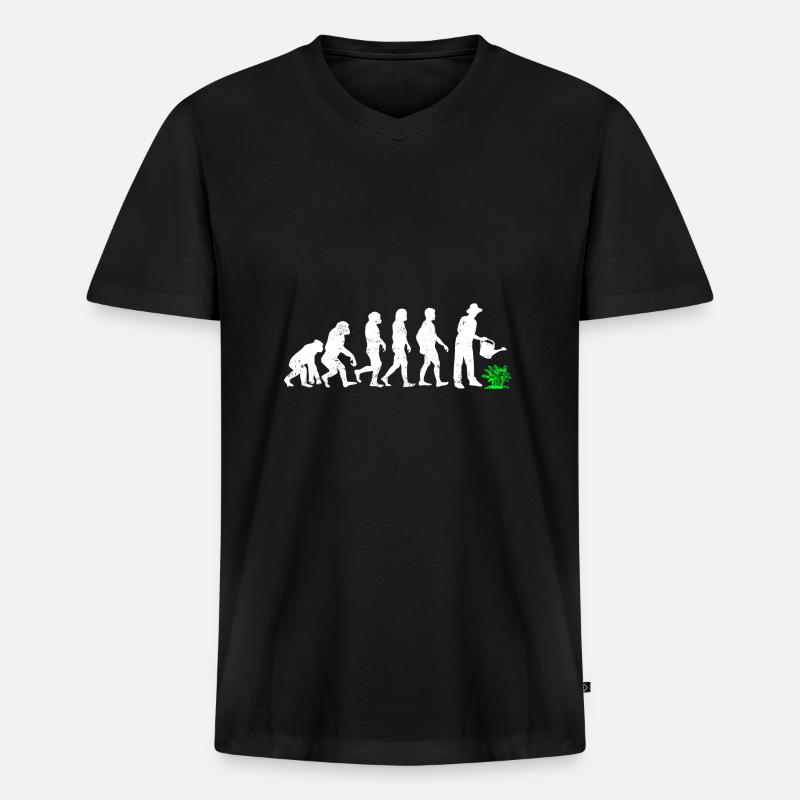 Evolution Gardener Gardening - Männer Premium Bio T-Shirt mit V-Ausschnitt - Schwarz