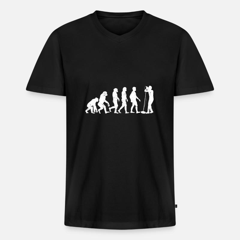 Evolution Singer - Männer Premium Bio T-Shirt mit V-Ausschnitt - Schwarz