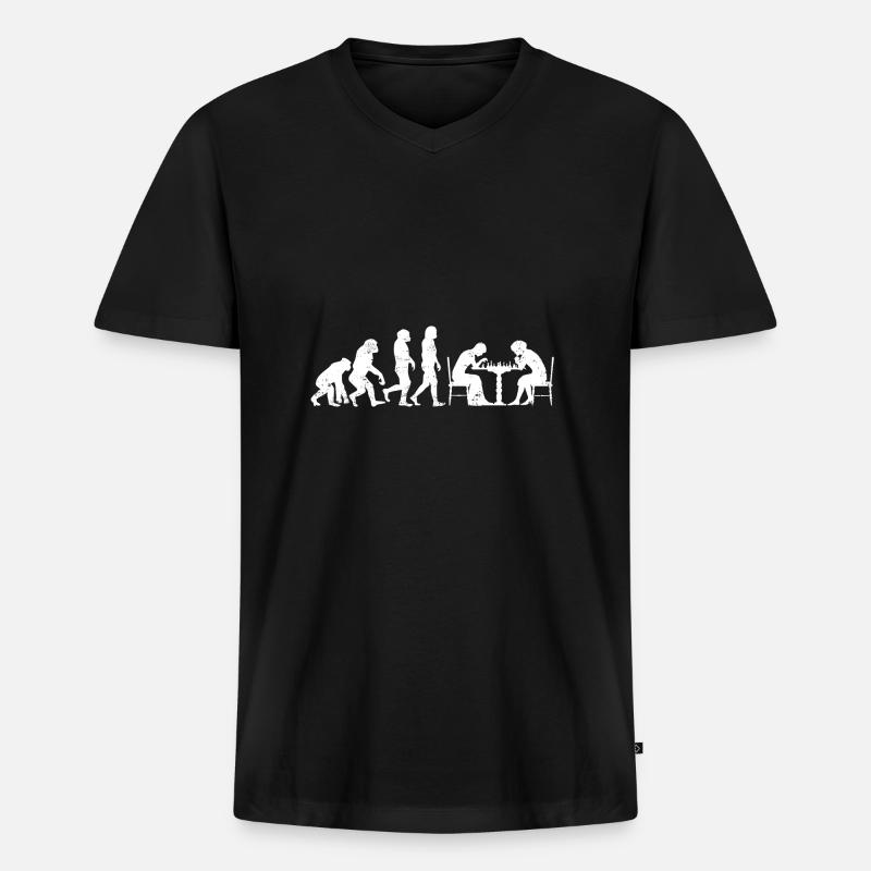 Joueurs d'Échecs Évolution - T-shirt encolure en V Premium bio Homme - noir