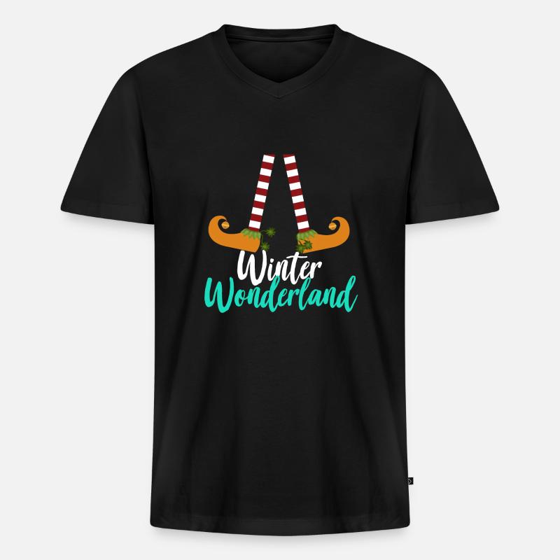 Winter Wonderland - Männer Premium Bio T-Shirt mit V-Ausschnitt - Schwarz