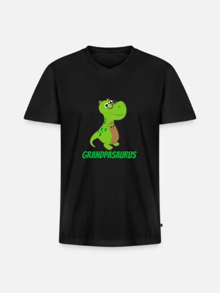 Opasaurus - Geschenkidee - Männer Premium Bio T-Shirt mit V-Ausschnitt - Schwarz