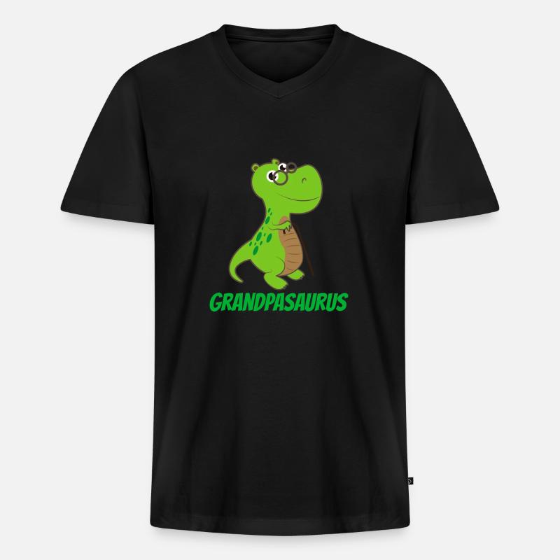 Opasaurus - Geschenkidee - Männer Premium Bio T-Shirt mit V-Ausschnitt - Schwarz