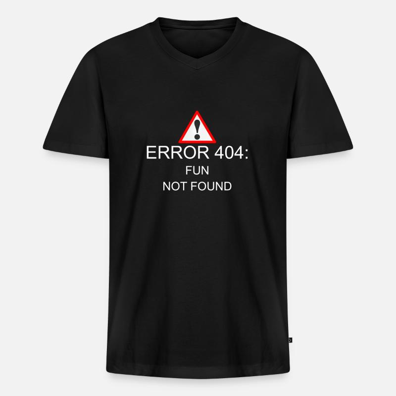 404 Error Fun - Männer Premium Bio T-Shirt mit V-Ausschnitt - Schwarz