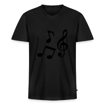 Notes de musique - T-shirt encolure en V Premium bio Homme - noir - Devant - Nico (187cm)