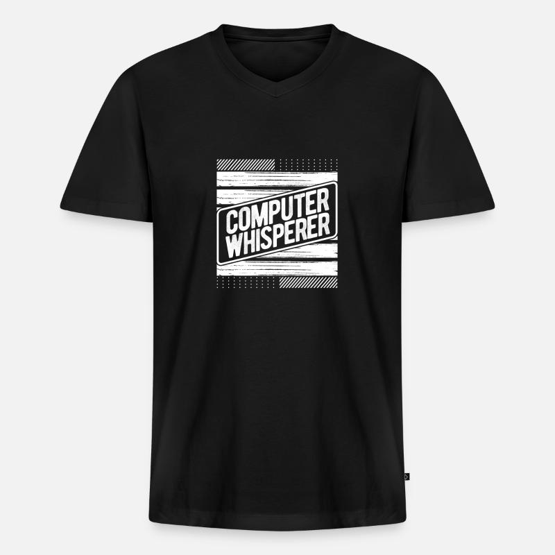Computerflüsterer Geschenkcomputer Geschenkcomputer - Männer Premium Bio T-Shirt mit V-Ausschnitt - Schwarz