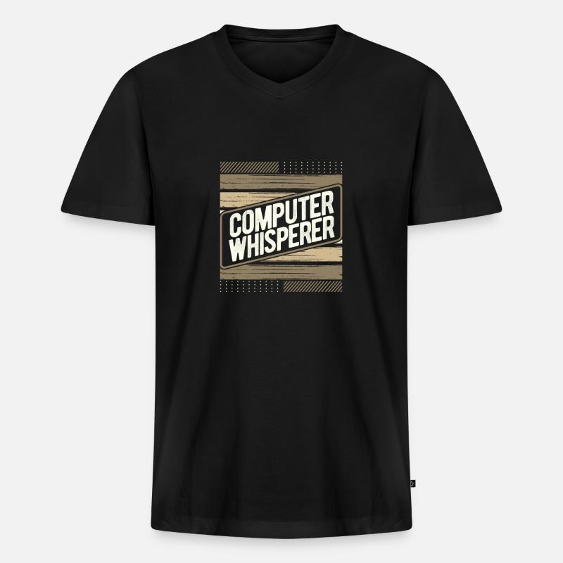 Computerflüsterer Geschenkcomputer Geschenkcomputer - Männer Premium Bio T-Shirt mit V-Ausschnitt - Schwarz