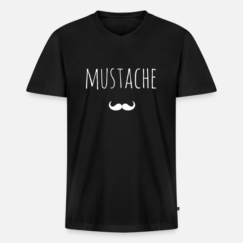 Mustache Bart Geschenk Idee - Männer Premium Bio T-Shirt mit V-Ausschnitt - Schwarz