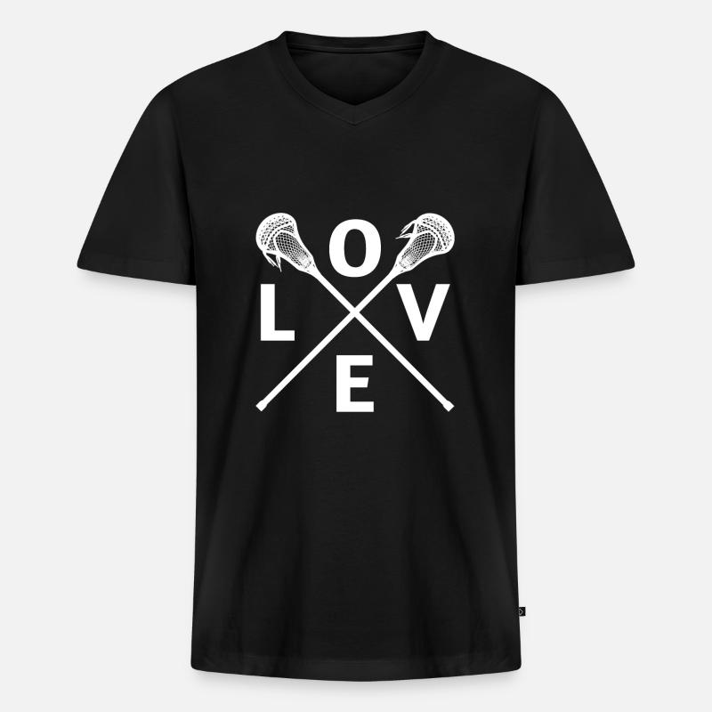 Lacrosse - Männer Premium Bio T-Shirt mit V-Ausschnitt - Schwarz