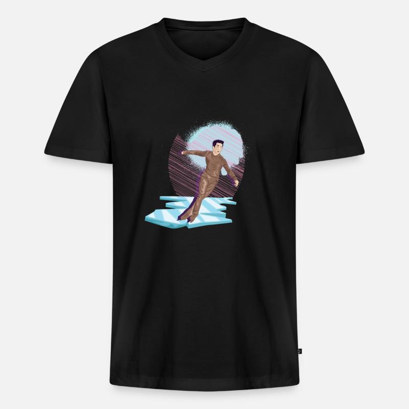 Schlittschuhlaufen Eiskunstlauf Eiskunstläufer Eis - Männer Premium Bio T-Shirt mit V-Ausschnitt - Schwarz