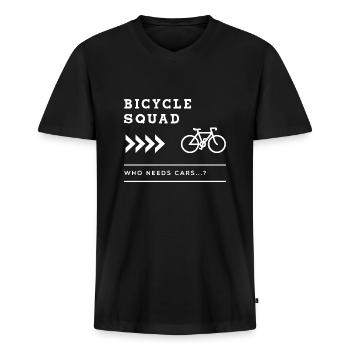 Bicycle Squad Nachhaltige Mobilität Radfahren - Männer Premium Bio T-Shirt mit V-Ausschnitt - Schwarz - Vorne - Nico (187cm)
