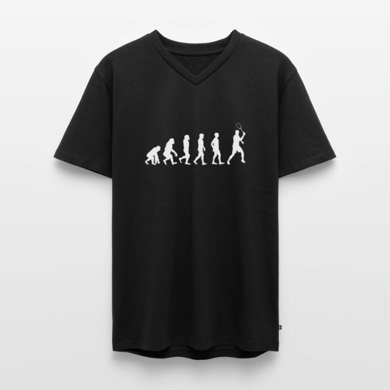 Evolution Squash Sport Squashspieler Geschenk Männer Premium Bio T-Shirt mit V-Ausschnitt