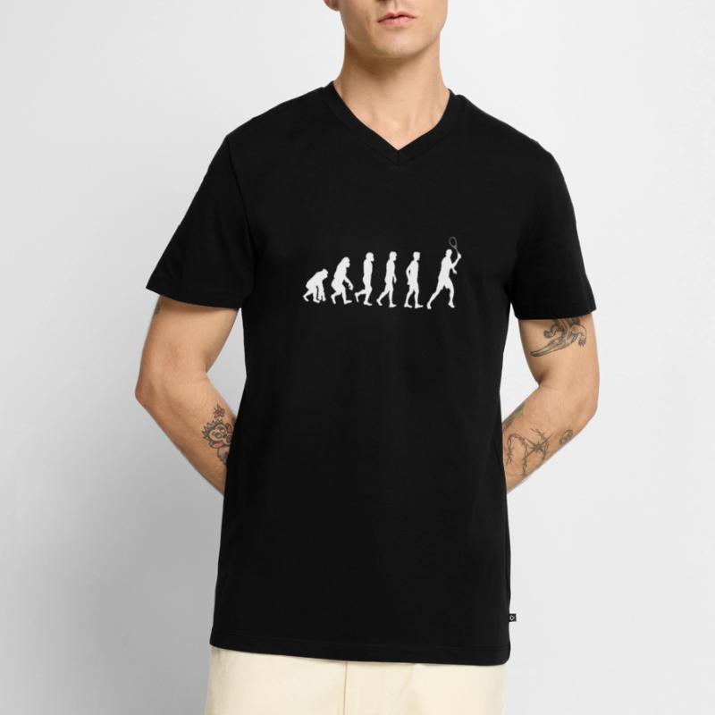 Evolution Squash Sport Squashspieler Geschenk Männer Premium Bio T-Shirt mit V-Ausschnitt