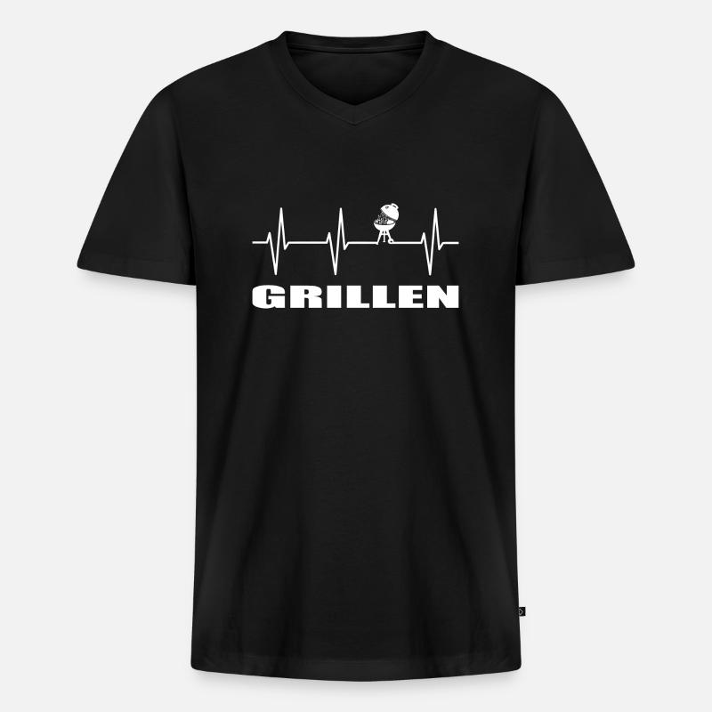 BBQ - Männer Premium Bio T-Shirt mit V-Ausschnitt - Schwarz