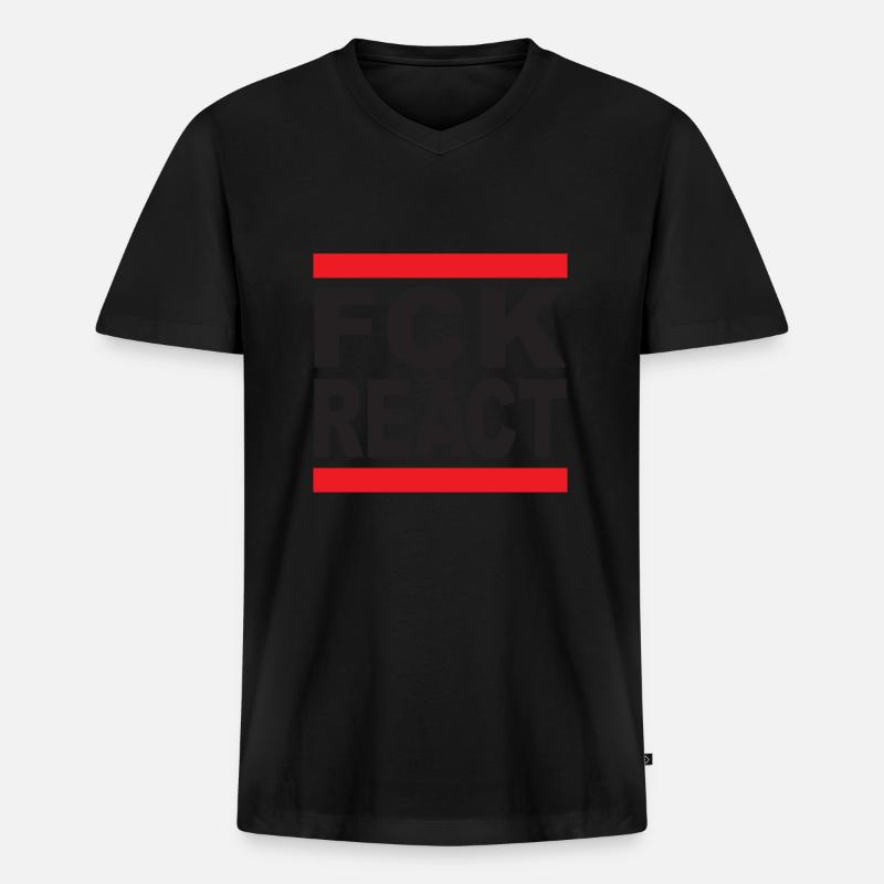 FCK REACT - Männer Premium Bio T-Shirt mit V-Ausschnitt - Schwarz