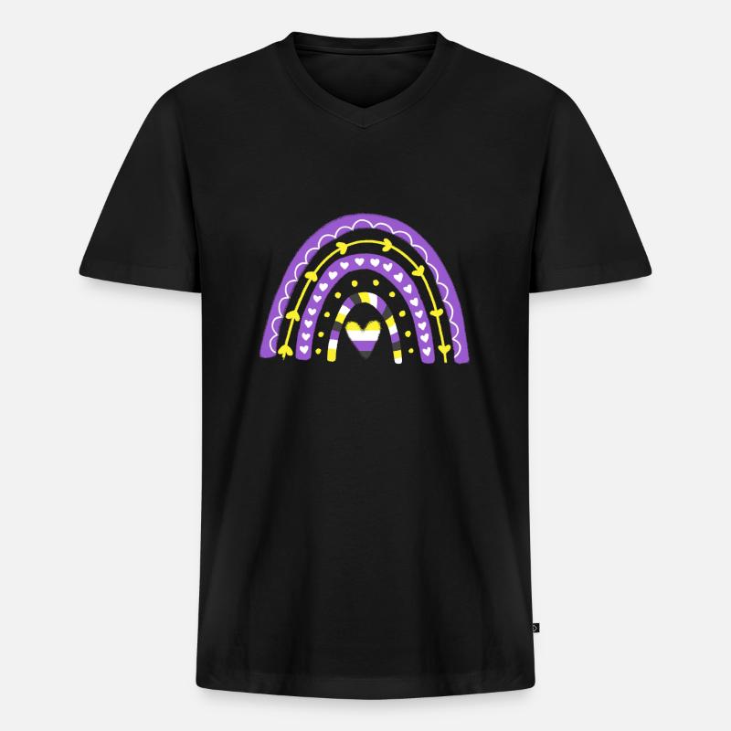 Nonbinary Pride Boho Rainbow - Men's Premium Organic T-shirt with V-neck - black