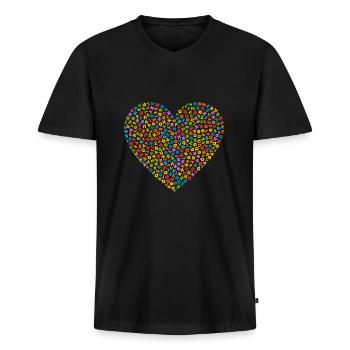 Alphabet heart, letters heart - Men's Premium Organic T-shirt with V-neck - black - Front - Nico (187cm)