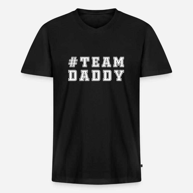 TEAM DADDY - Männer Premium Bio T-Shirt mit V-Ausschnitt - Schwarz