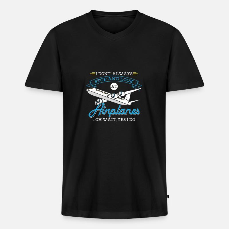Flugzeug - Pilot, Techniker, Ingenieur Geschenk - Männer Premium Bio T-Shirt mit V-Ausschnitt - Schwarz