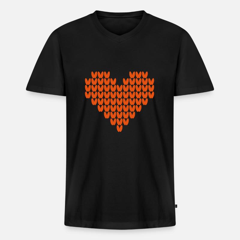 Strick Herz Gestricktes Herzchen - Männer Premium Bio T-Shirt mit V-Ausschnitt - Schwarz