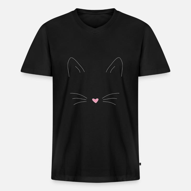 Katze - Männer Premium Bio T-Shirt mit V-Ausschnitt - Schwarz
