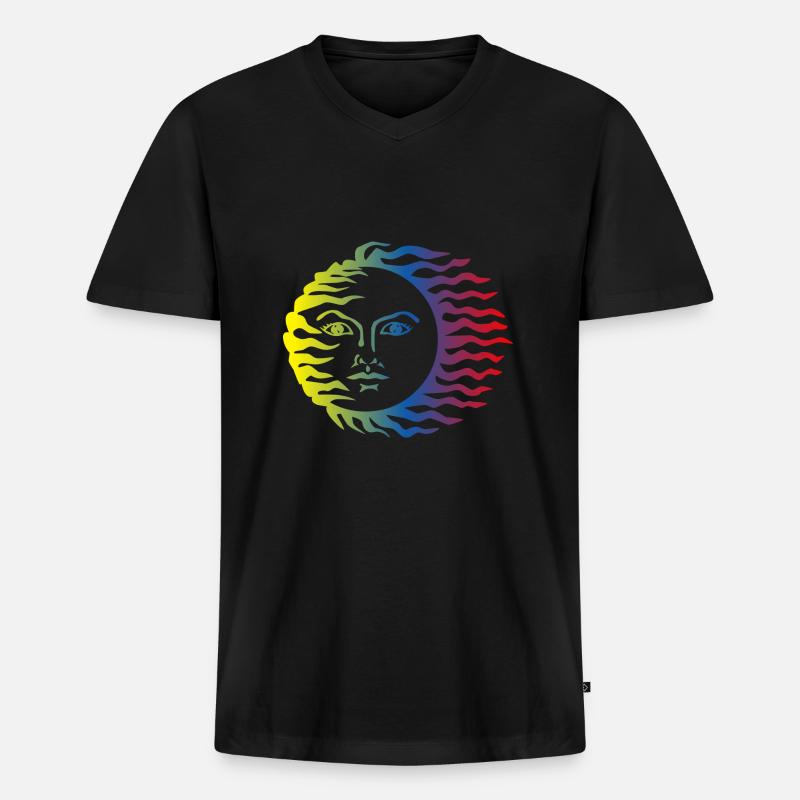 Sonne Symbol bunt - Männer Premium Bio T-Shirt mit V-Ausschnitt - Schwarz