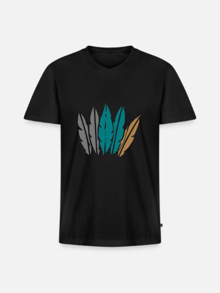 federschmuck - Männer Premium Bio T-Shirt mit V-Ausschnitt - Schwarz