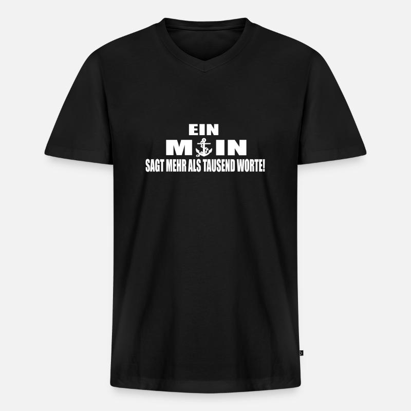 Moin - Männer Premium Bio T-Shirt mit V-Ausschnitt - Schwarz