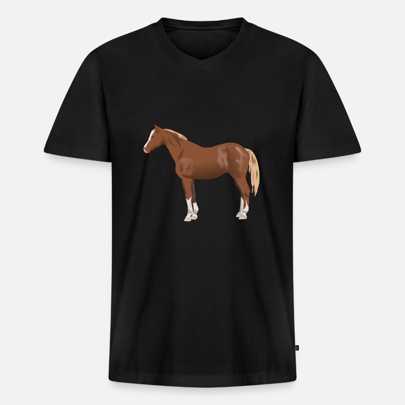 Pferd - Männer Premium Bio T-Shirt mit V-Ausschnitt - Schwarz