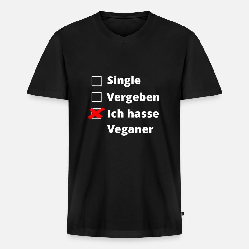 Ich hasse Veganer - Männer Premium Bio T-Shirt mit V-Ausschnitt - Schwarz