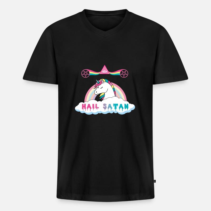Hagel Satan Einhorn - Männer Premium Bio T-Shirt mit V-Ausschnitt - Schwarz