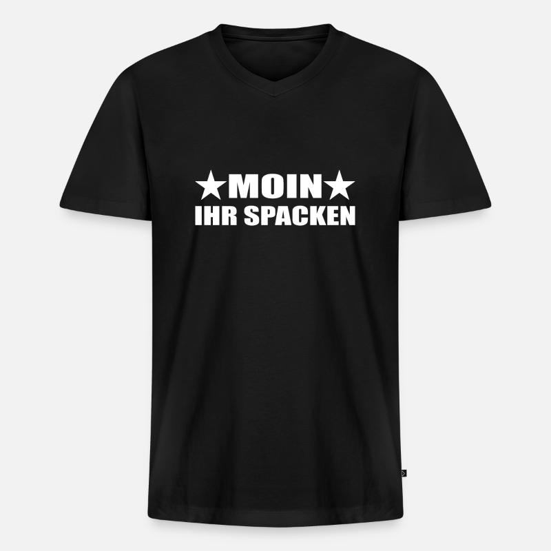 Moin - Männer Premium Bio T-Shirt mit V-Ausschnitt - Schwarz