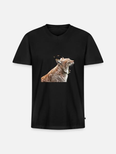 linx luchs cat cat - Men's Premium Organic T-shirt with V-neck - black