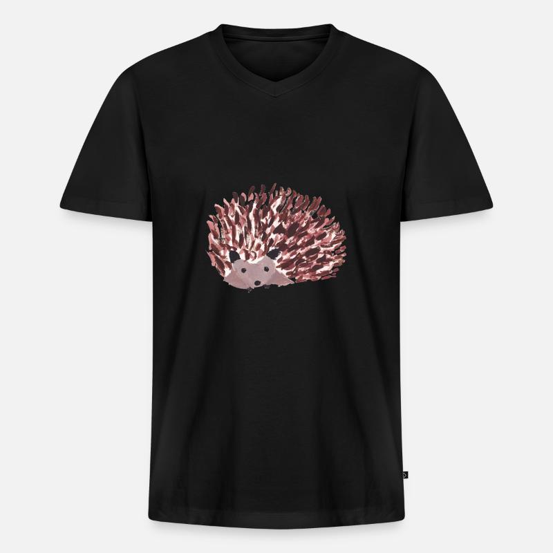 Igel - Männer Premium Bio T-Shirt mit V-Ausschnitt - Schwarz