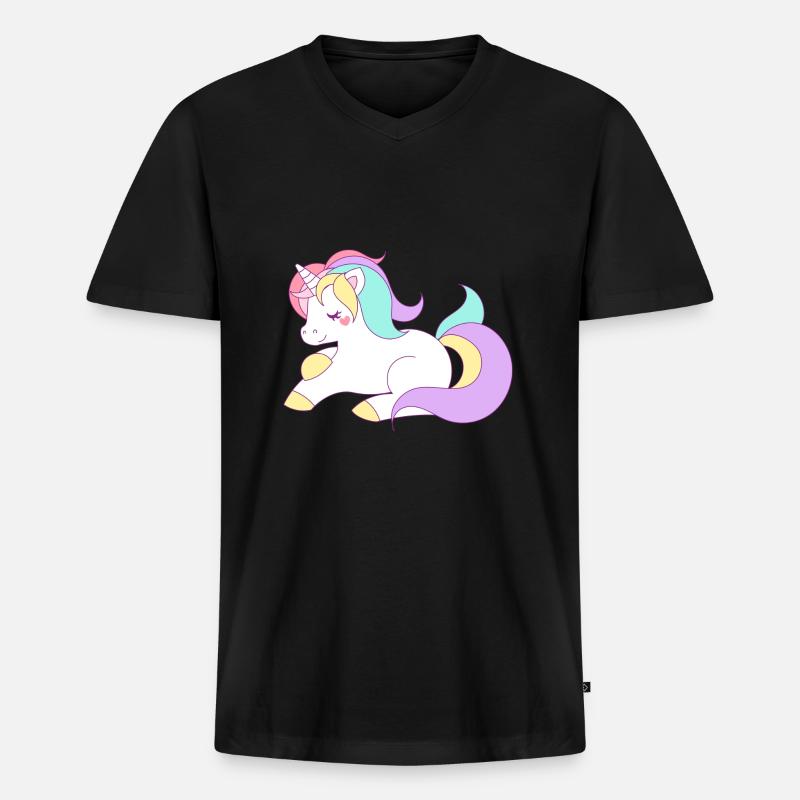 süßes Einhorn - Männer Premium Bio T-Shirt mit V-Ausschnitt - Schwarz